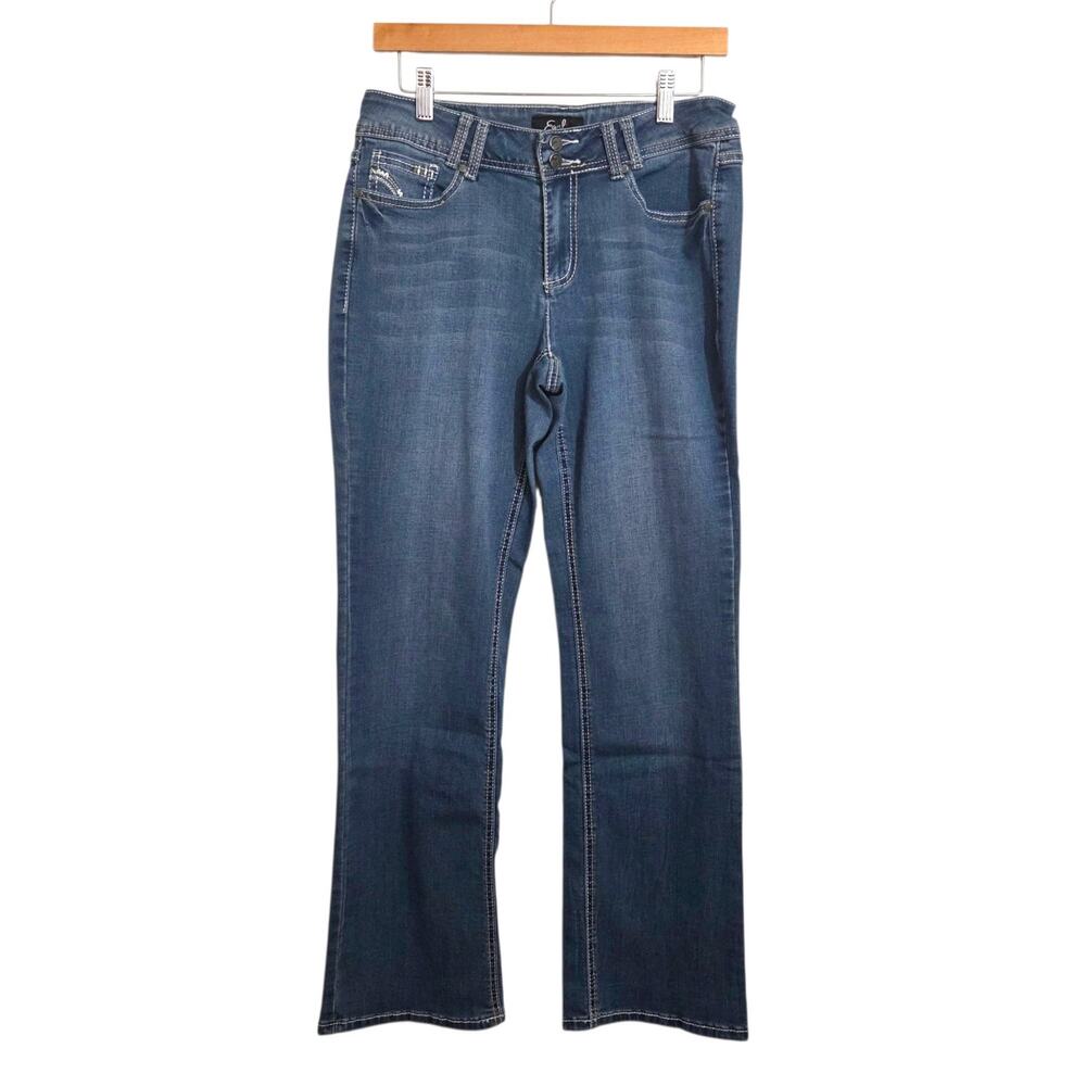 Earl Jean Boot Cut Embroidered Pockets Double Button Fly Western Jeans Sz 10